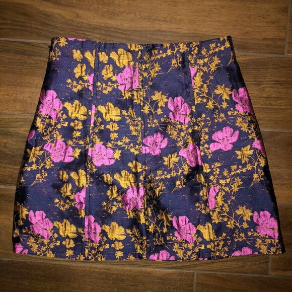 (Small) Anthropologie Leith Womens Mini Skirt Oriental Floral Asian Inspired - Picture 2 of 7